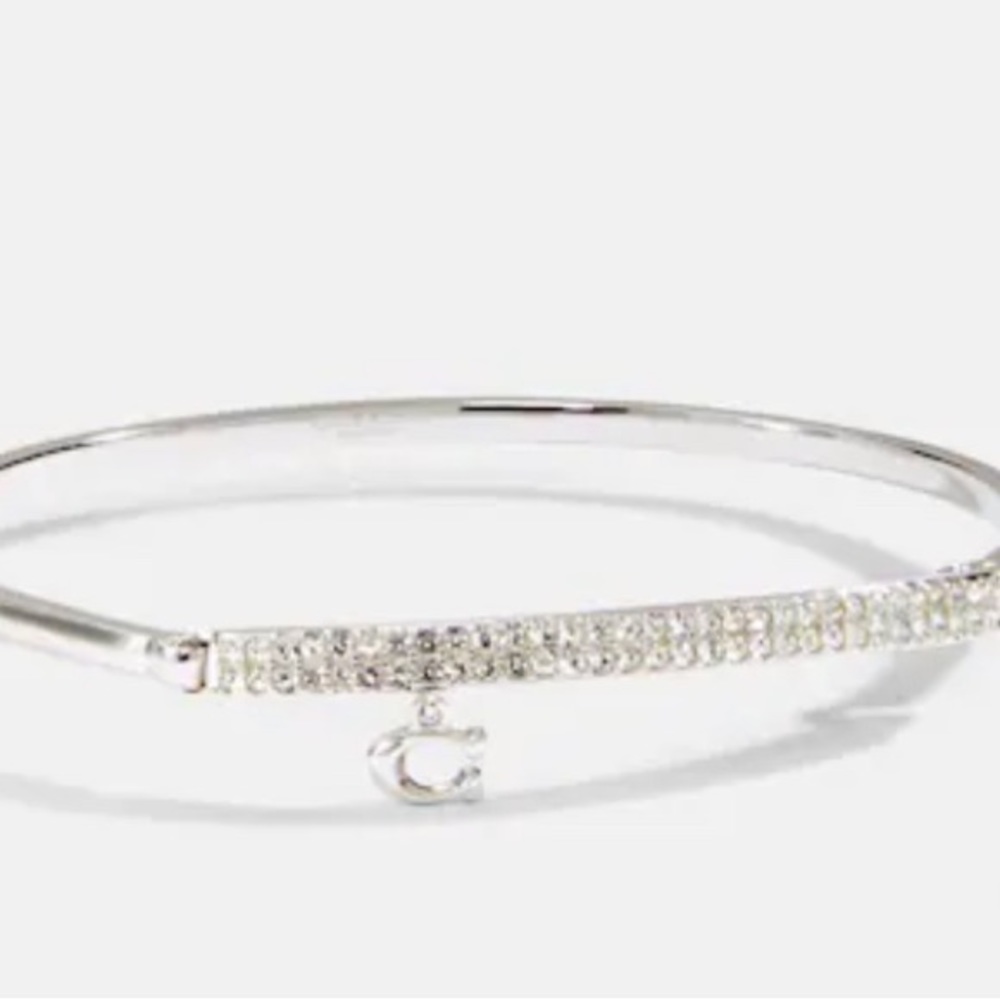 Coach Signature Silver Pave Bar Hinged Bangle. 
(EUC)
